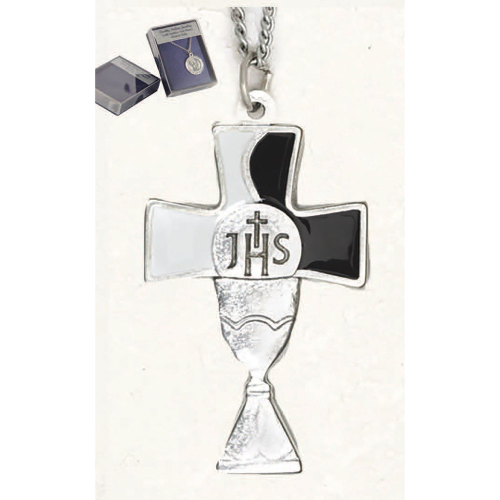 Black/White Enameled Chalice Cross - Pack of 12