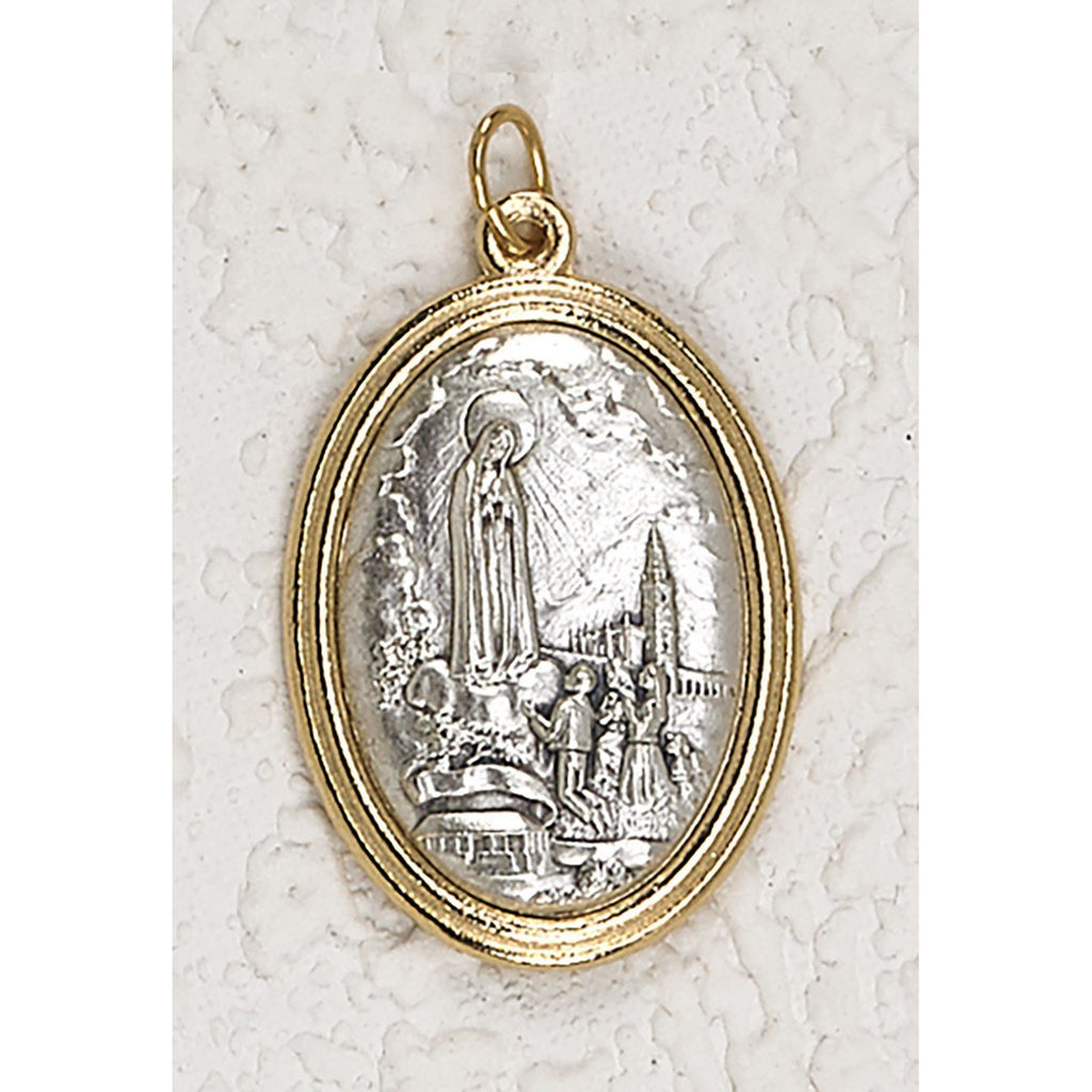Lady of Fatima - Silver/Gold Tone 1-1/2 Inch Medal - Pack of 12