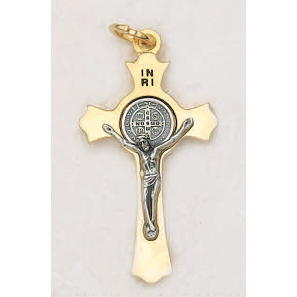 Saint Benedict Gold Tone Clover Crucifix - Pack of 6