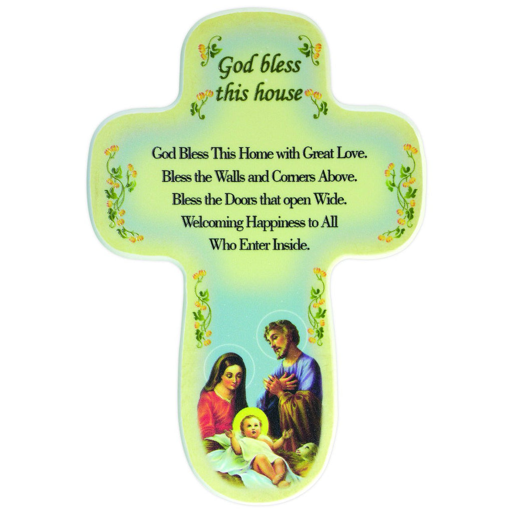 Holy Family Cross Bless This House Wall Plaque