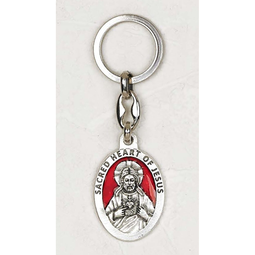 Sacred Heart Oval Enameled Key Chain - Pack of 6