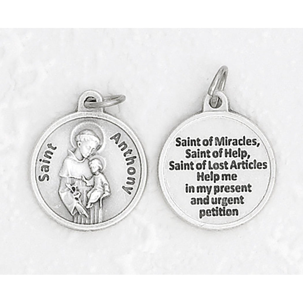 Saint Anthony Silver Tone Round Medal - 4 Options