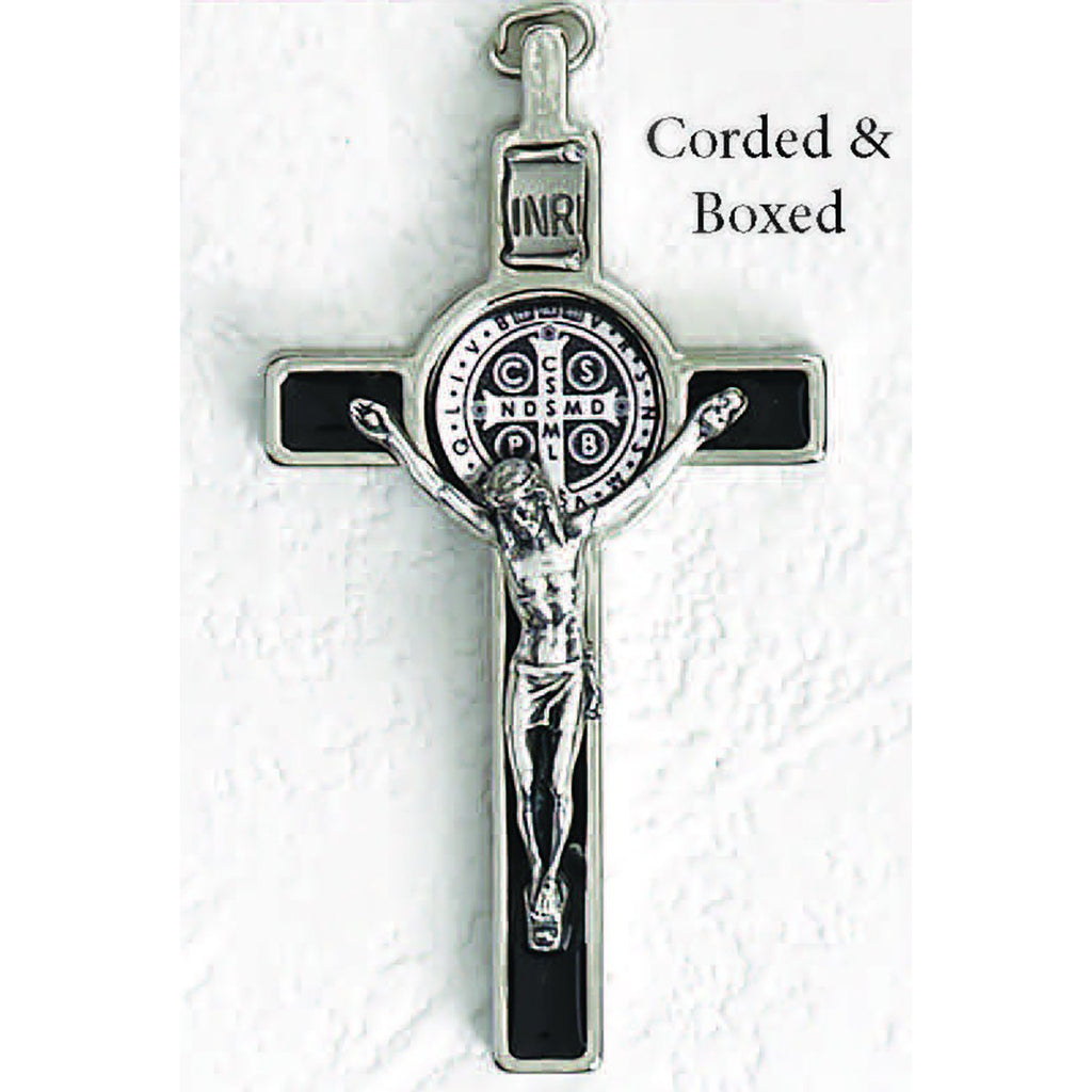Saint Benedict Black Enamel Cross - Foil Medal