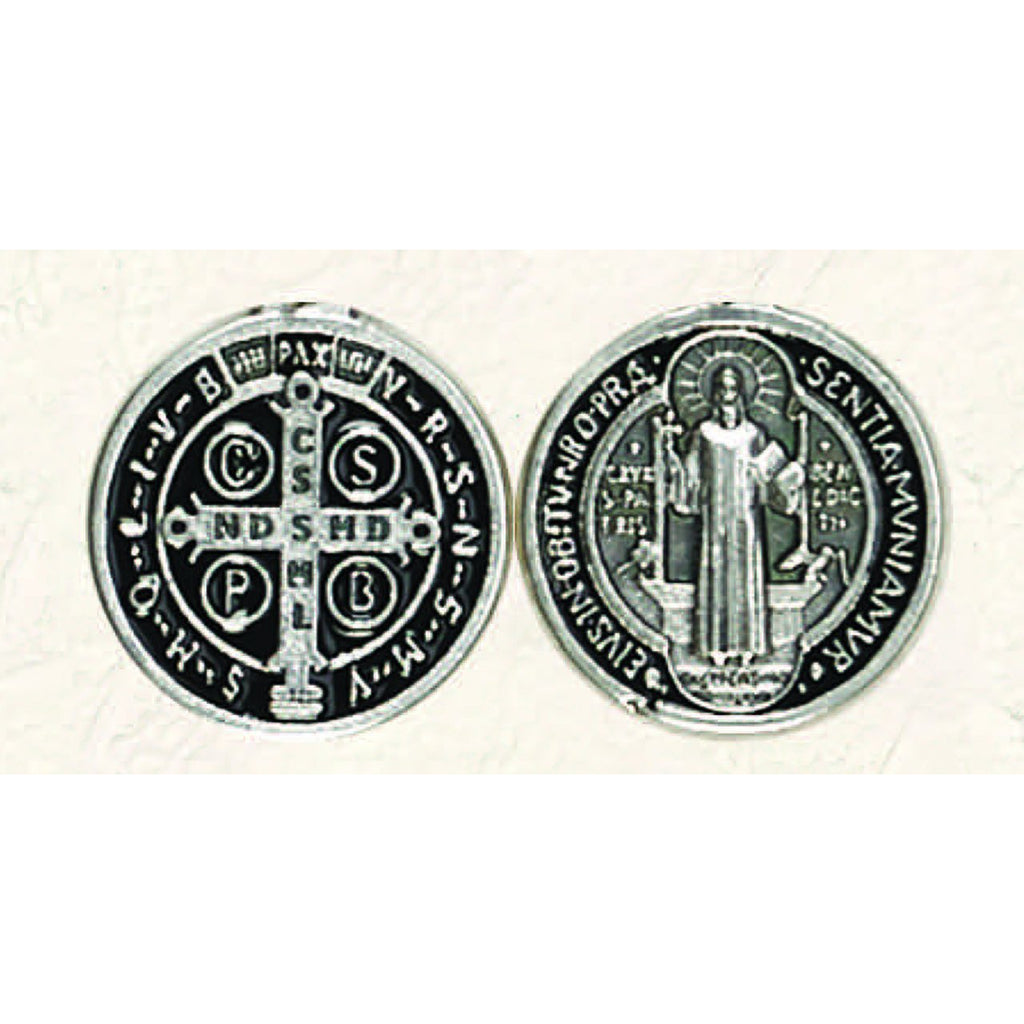 St Benedict Token - Silver tone with Black - Pack of 6