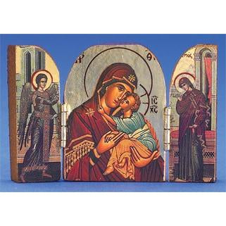 Glikofilousa (Mary) Printed Gold Foil Triptych 3 x 2inch