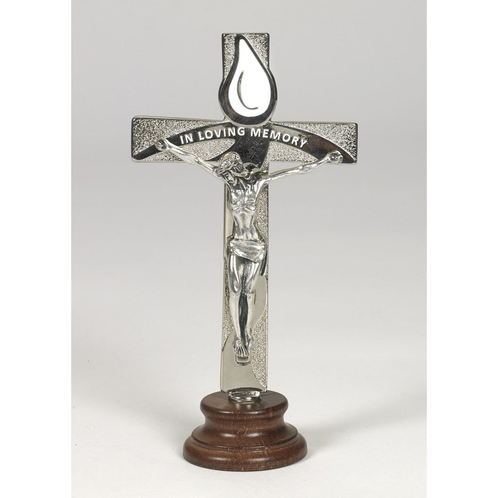 In Loving Memory Silver Tone Standing Cross - 2 Options