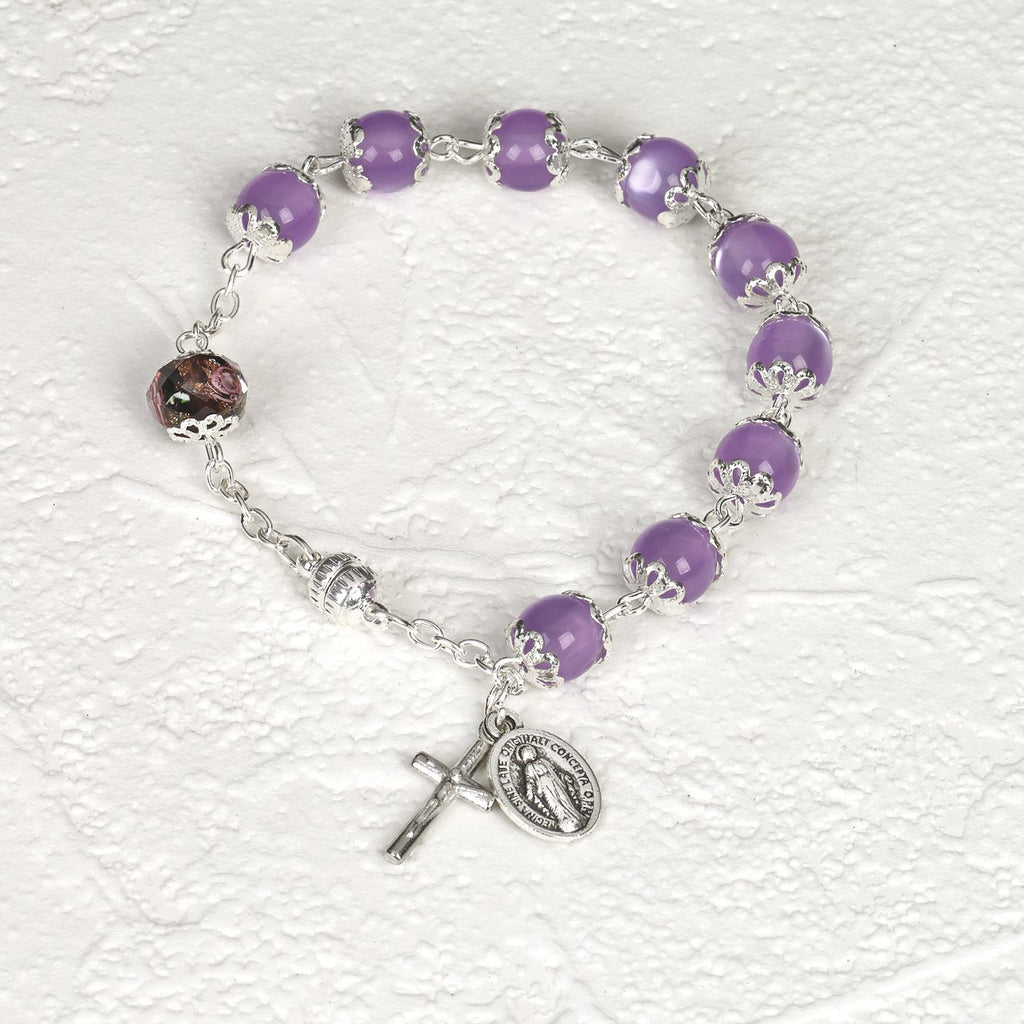 Purple Cats Eye - Italian Stretch Rosary Bracelet - Pack of 4