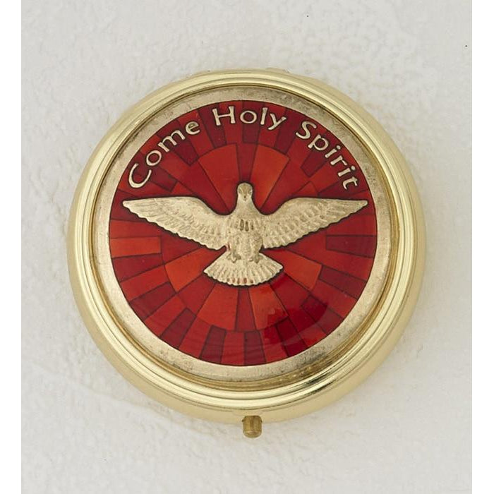 Holy Spirit - Pyx - Gold tone - Red Enamel
