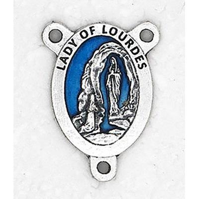 Enameled Lady of Lourdes Rosary Center - Pack of 25