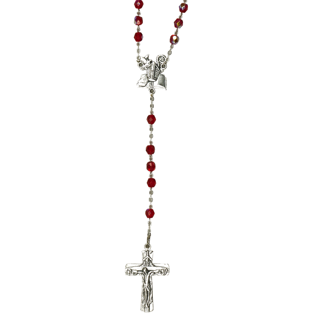Red Confirmation Rosary with Holy Spirit Center