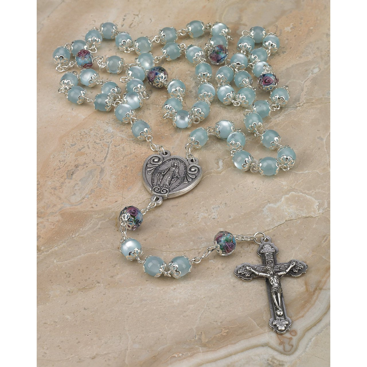 Rosary moon - ミナミページ Sterling Silver Rosary with Angelite, Mother-of-pearl and