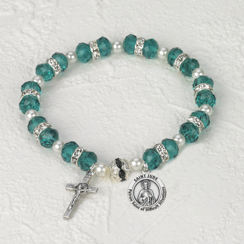 Healing Saint Crystal Rosary Bracelet - St Jude - Pack of 3