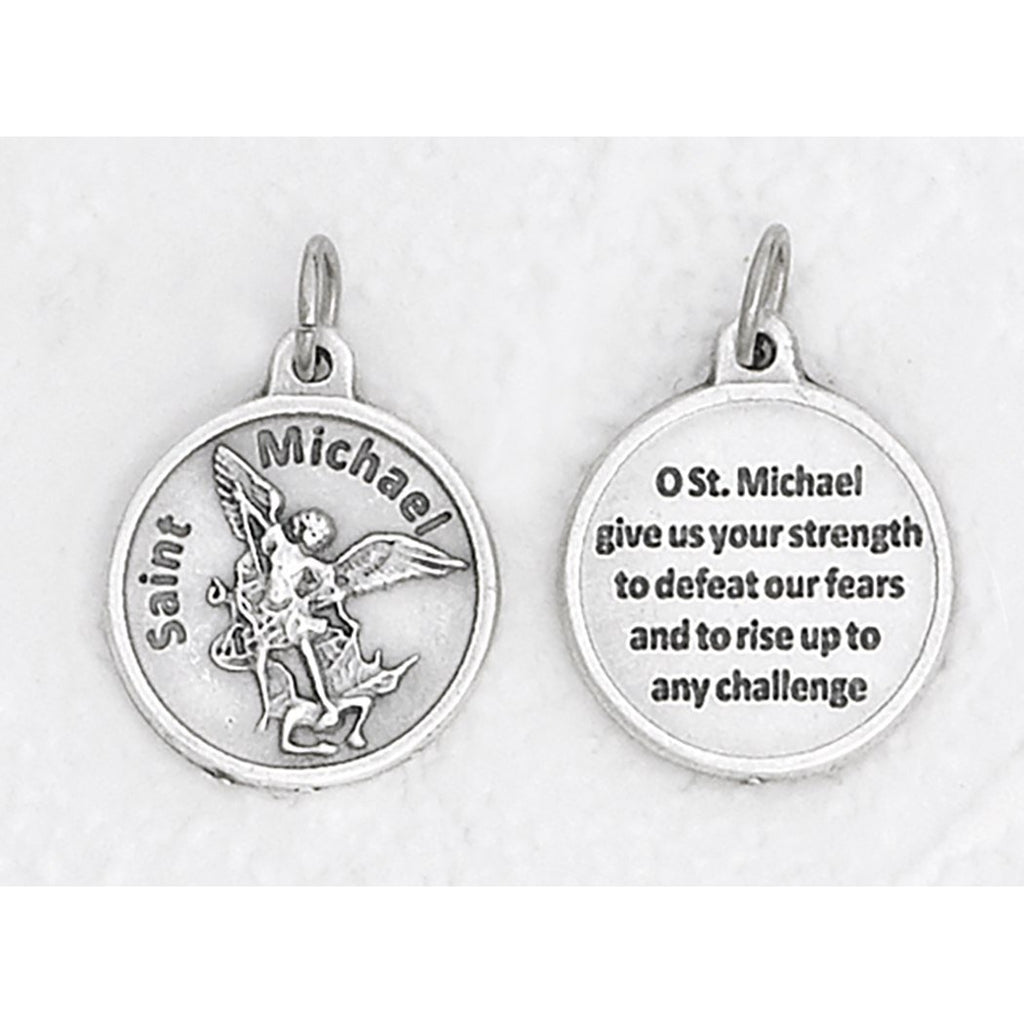 Saint Michael Silver Tone Round Medal - 4 Options