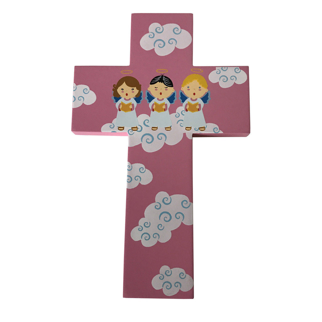 Light of the World - Wooden Crosses - Three Angels - Pink