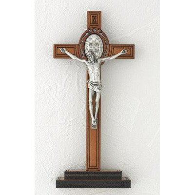 Saint Benedict Wood Cross - On Base