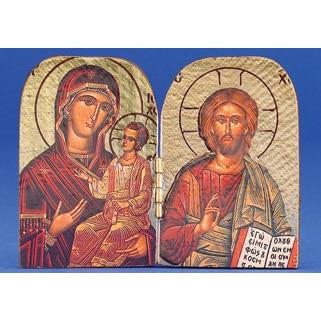 Pantocrator / Amolintos - Printed Foil Diptych 3-3/4 x 2-3/4 inch  Crafted in GREECE