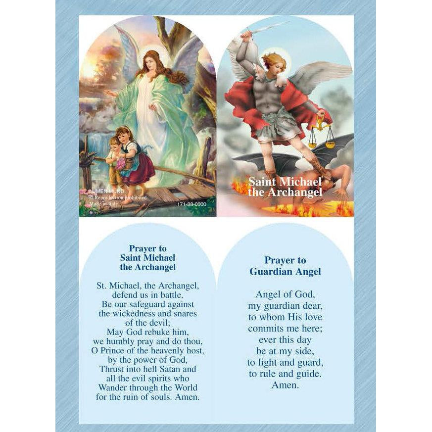 St. Michael / Guardian Angel - Arched Folding PVC Prayer Card - Pack of 25