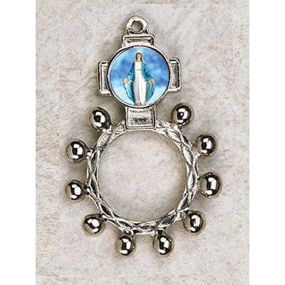Lady of Grace - Finger Rosary - Graphic Silver Tone