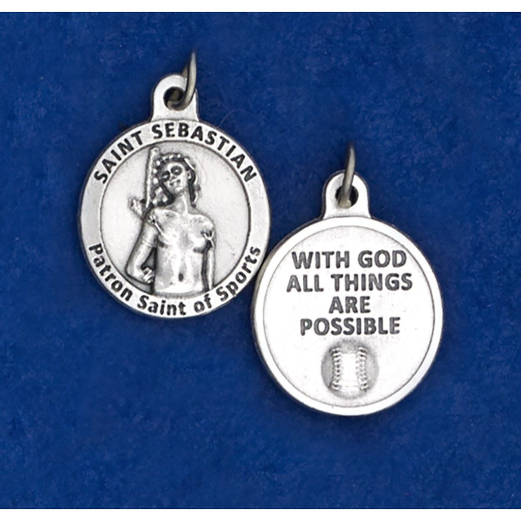 Saint Sebastian Round Sports Medal - Baseball - 4 Options