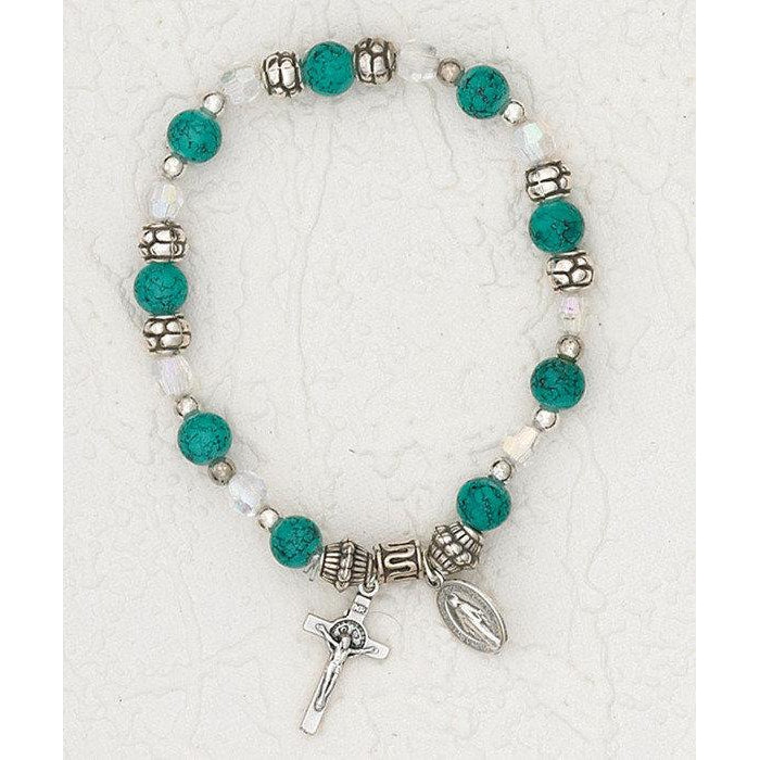 EMERALD- Italian Birthstone Stretch Bracelet.6mm . Min 4