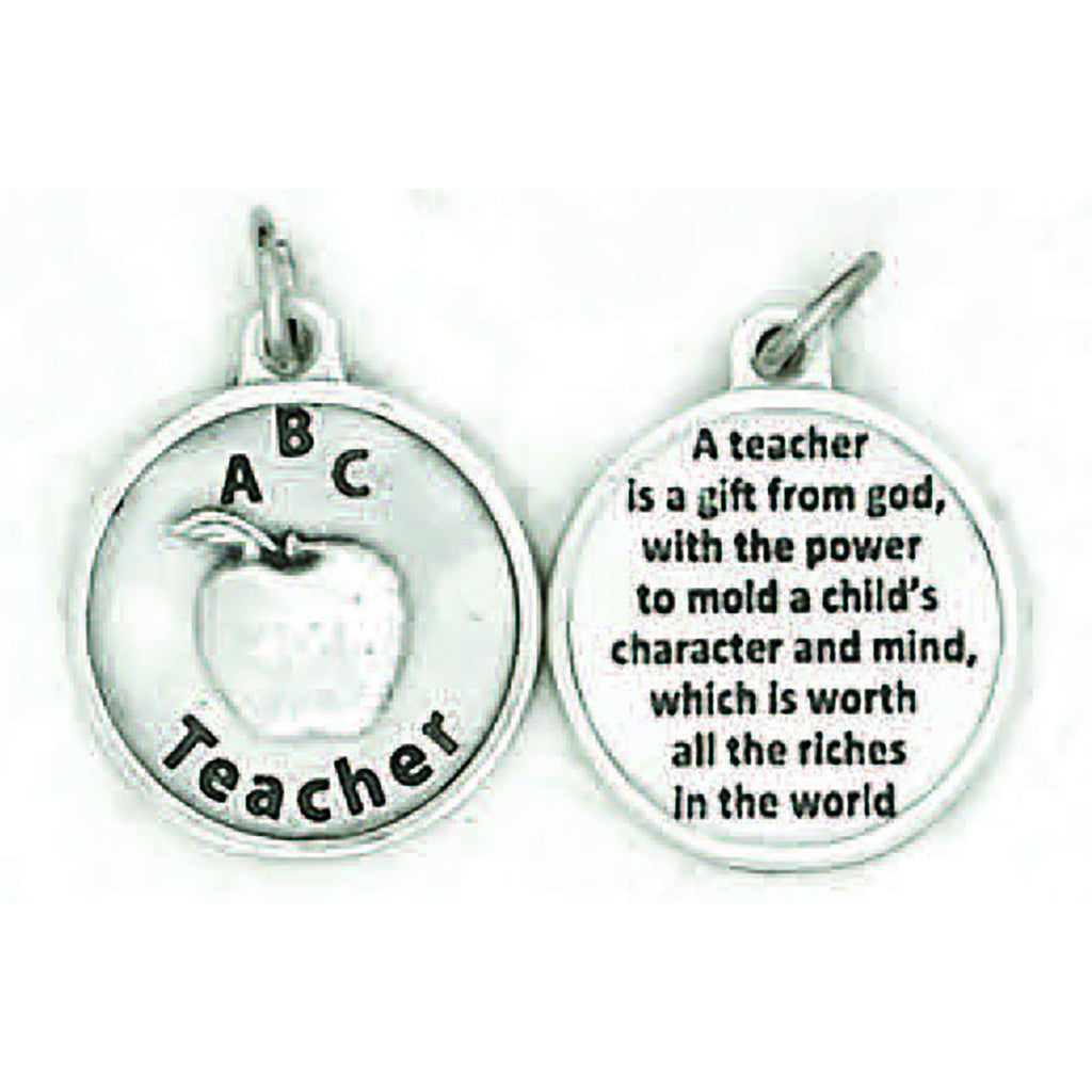 Silver tone Teacher Double Sided Medal - 4 Options