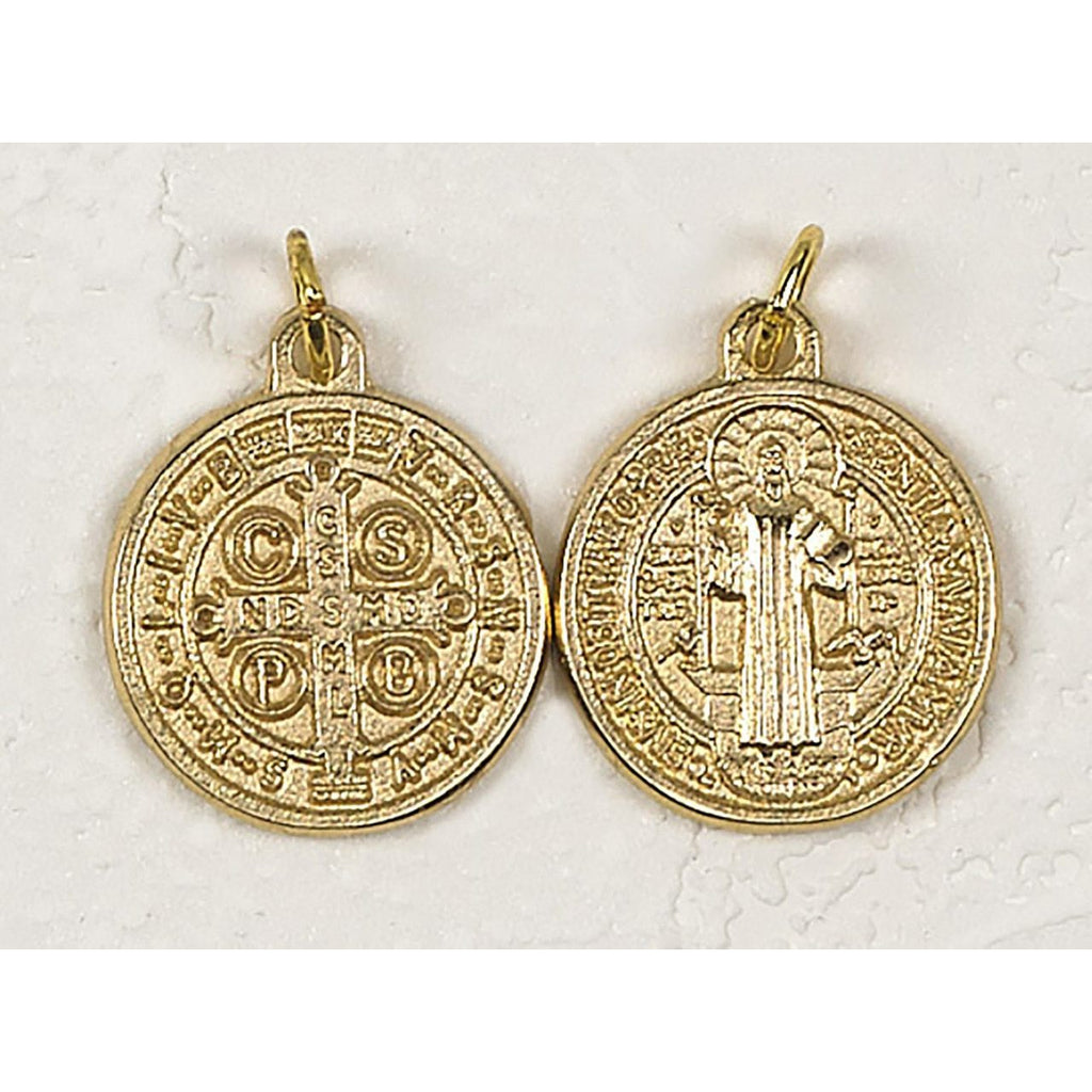 Saint Benedict Double Sided Round Medal - Gold - 12 Options