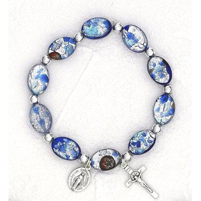 14 mm Blue Oval Imitation Murano Bracelet