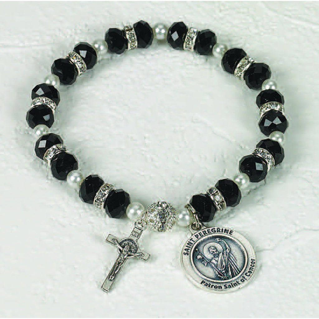 Healing Saint Crystal Rosary Bracelet - St Peregrine - Pack of 3