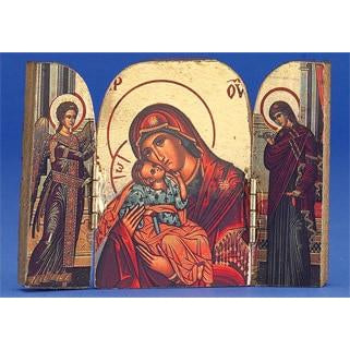 Glikofilousa (Mary) Printed Gold Foil Triptych 4 x 2-3/4 inch