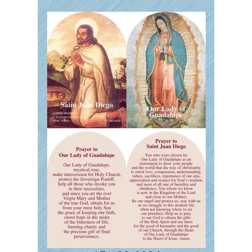 Lady of Guadalupe / Juan Diego- Arched Folding PVC Prayer Card - Pack of 25