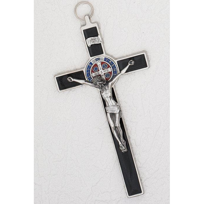 Saint Benedict Black Enamel Cross - Black Foil Medal