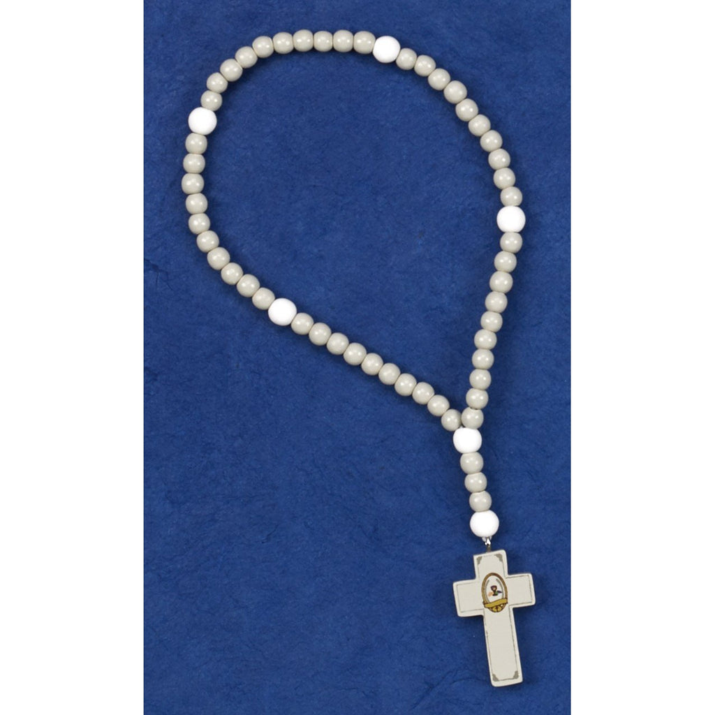 White First Communion Wood Rosary - Pack of 6