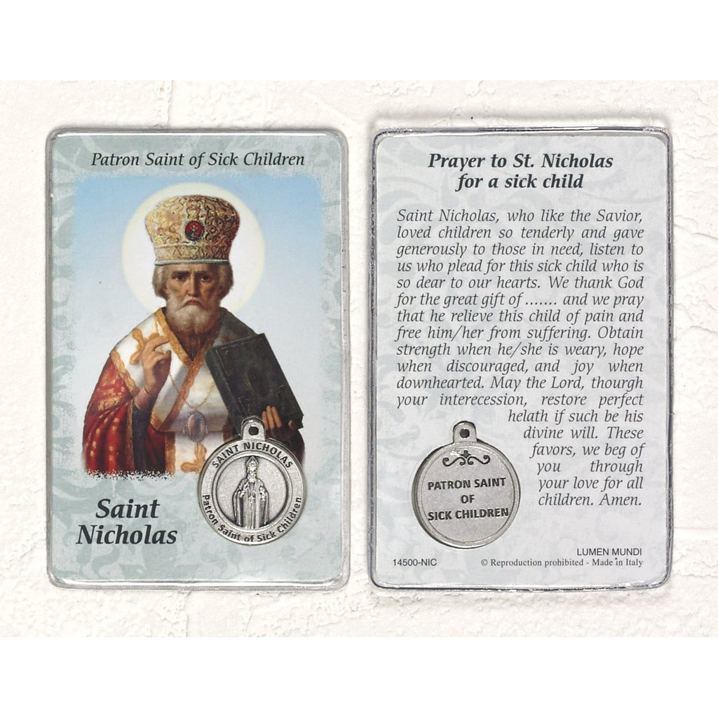 Healing Saint - St Nicholas Card with Medal - Pack of 25