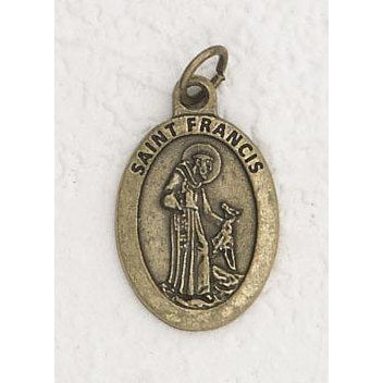 Saint Francis Premium 1 inch Brass Tone Double Sided Medal - 4 Options
