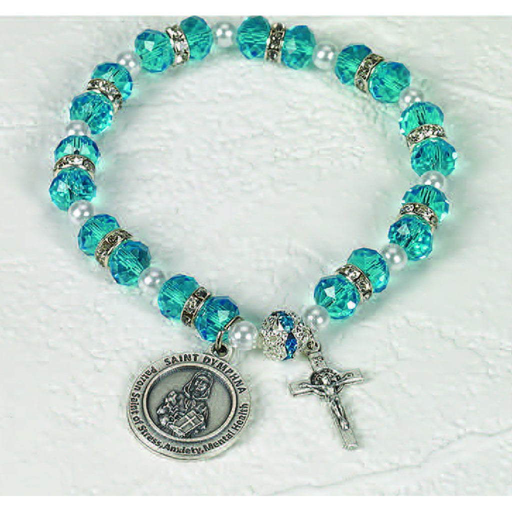 Healing Saint Crystal Rosary Bracelet - St Dymphna - Pack of 3