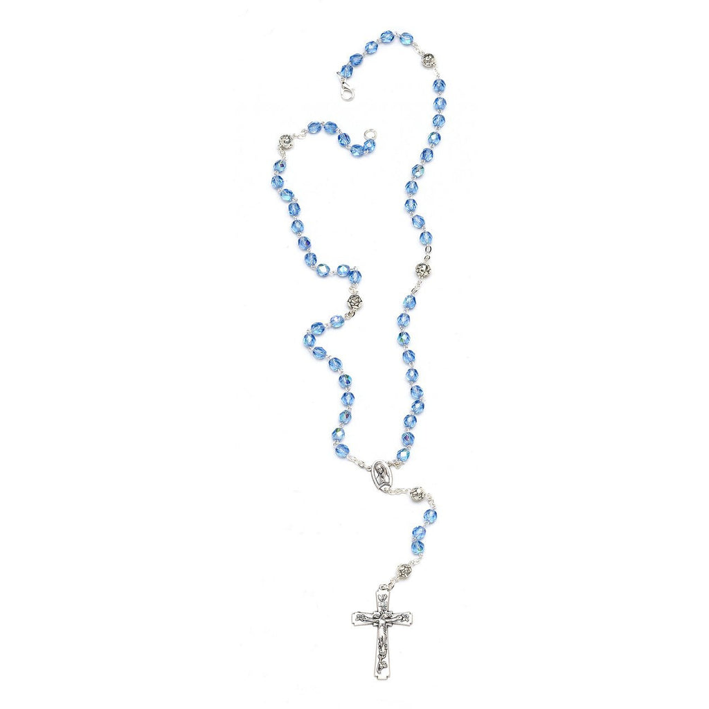Multi Faceted Glass Rosary - Blue