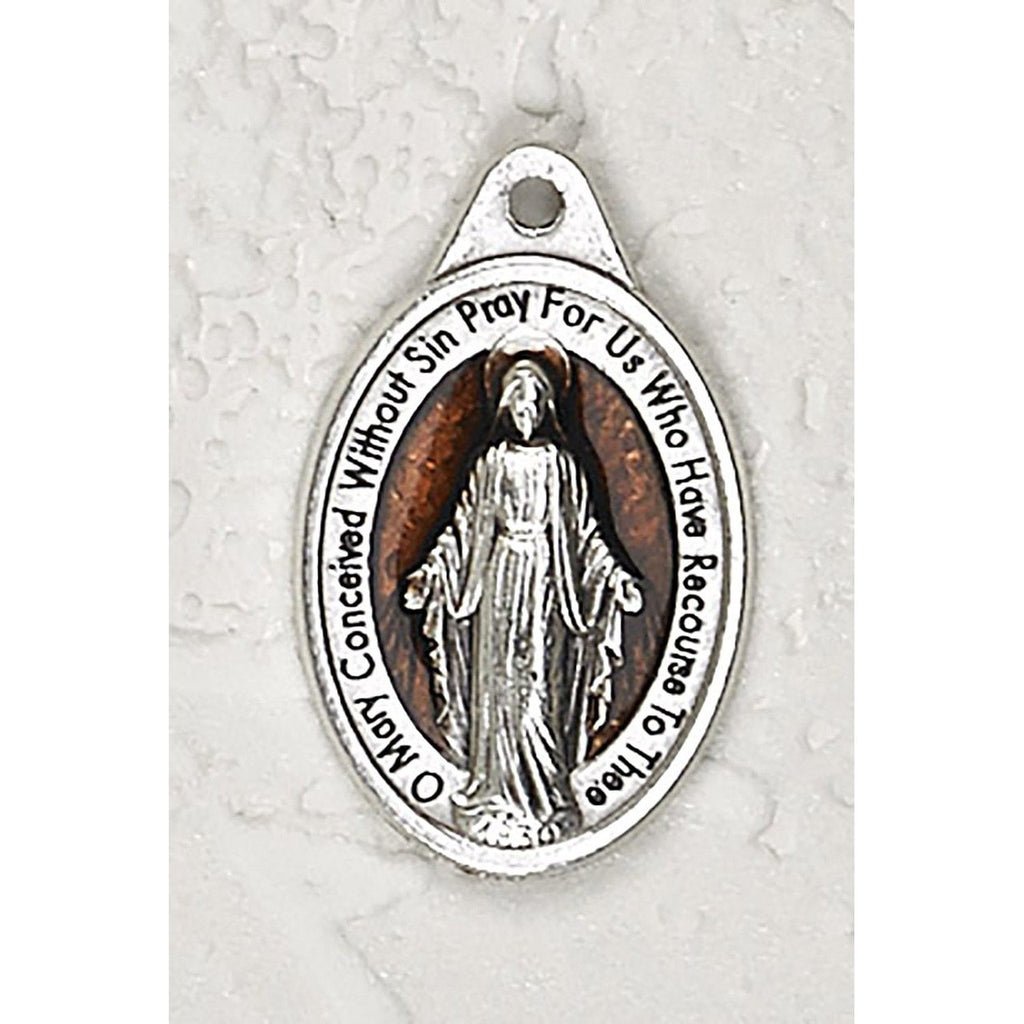 Miraculous Medal Double Sided Brown Enamel Medal - 4 Options