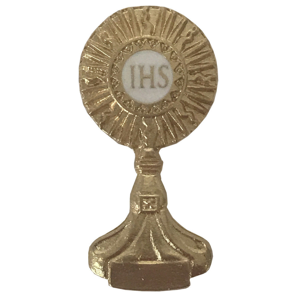 Monstrance Lapel Pin with Antique Gold Finish - Pack of 6