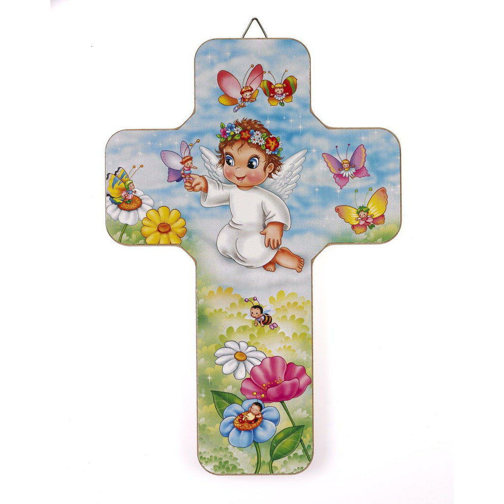 Wood Wall Cross - Guardian Angel with Butterfly - Pack of 3