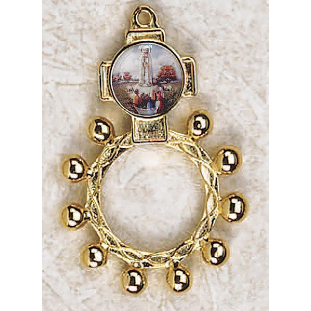 Lady of Fatima - Finger Rosary - Graphic Gold Tone