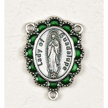 Our Lady of Guadalupe 3/4 Oval Silver toned Enameled Rosary Center