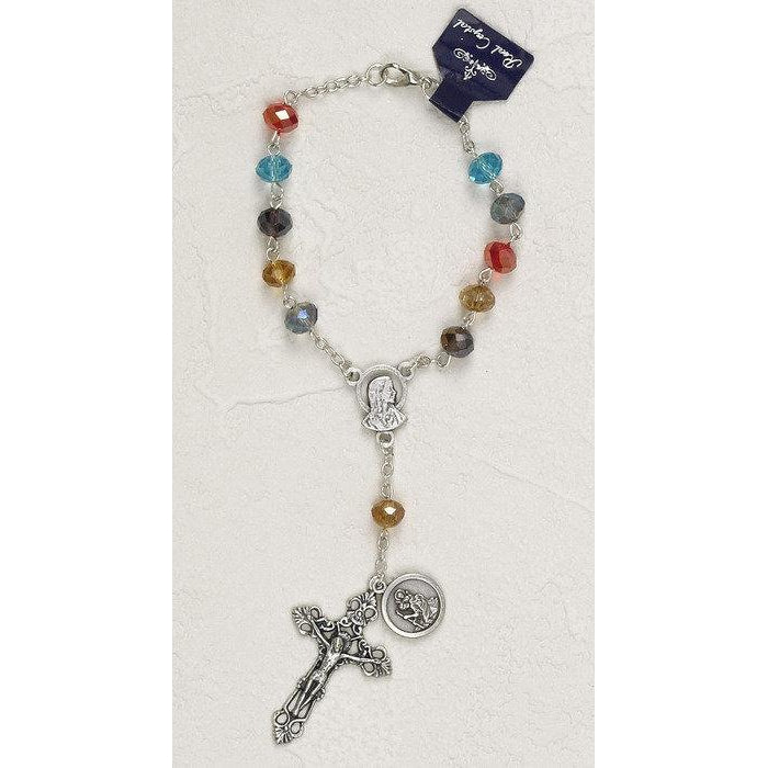 St Christopher Auto Rosary - Multi Color Beads - Pack of 3