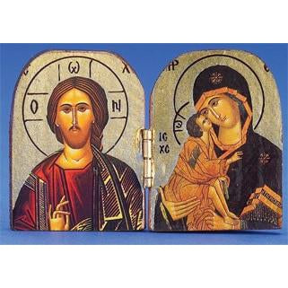 Pantocrator / Vladimir Printed Gold Foil Diptych 2-3/4 x 2 inch