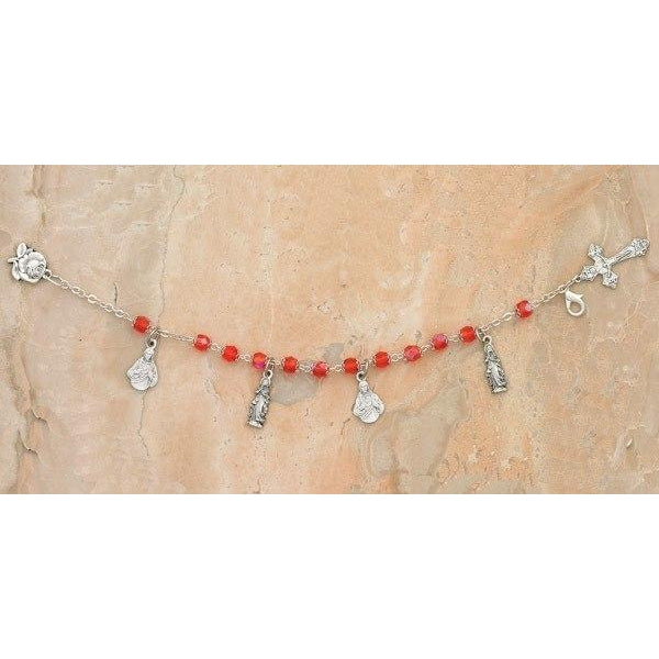 Twin Hearts Charm Bracelet Red