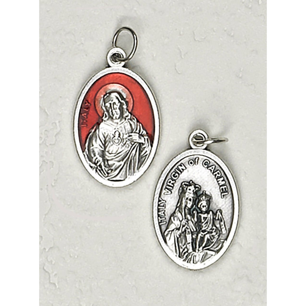 Sacred Heart Double Sided Red Enamel Medal - 4 Options