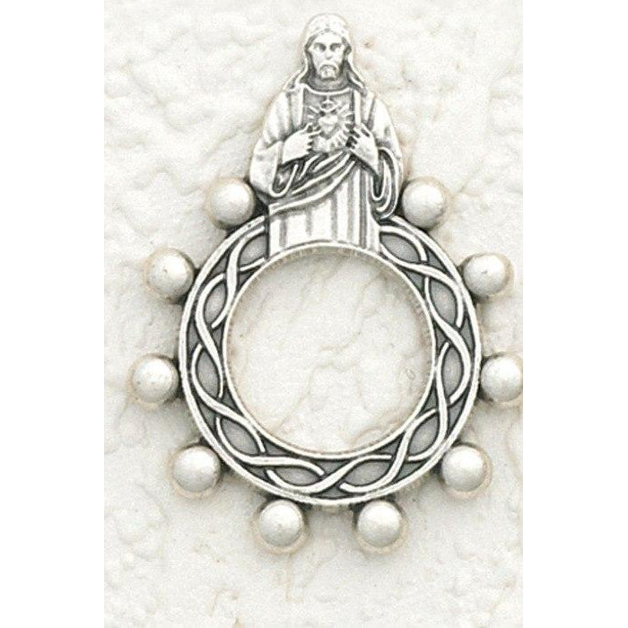 Sacred Heart of Jesus - Finger Rosary - Silver Tone