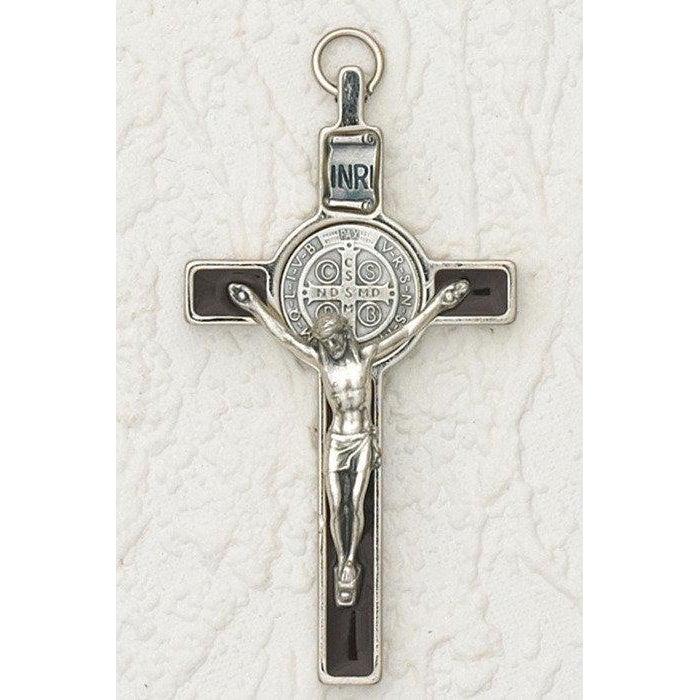 Bulk Pack of 5 - St Benedict Crucifix Extra Large Cross for Rosary Making -  2 1/8 Inch Silver Oxidized Crucifix Rosary Part for Saint Benedict Rosary