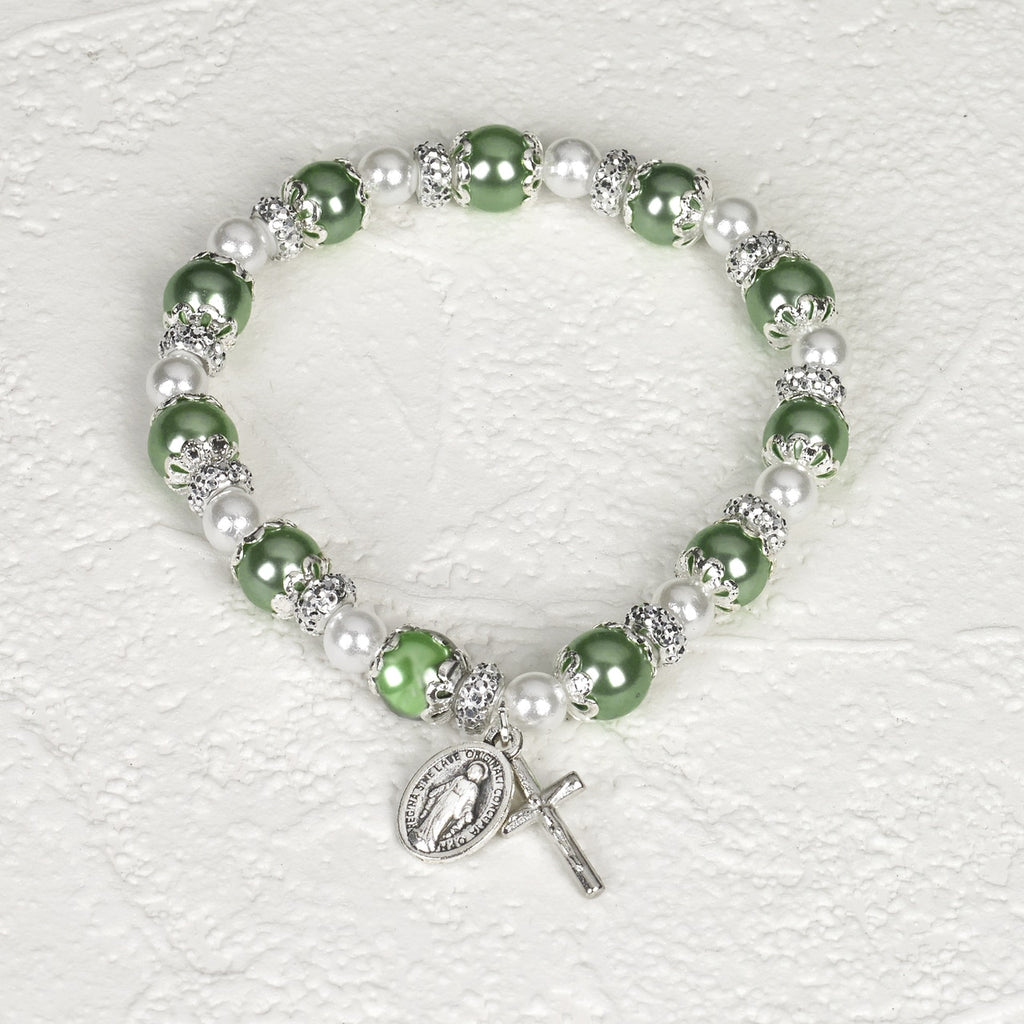Green Rosary Bracelet with Pearl - Pack of 4