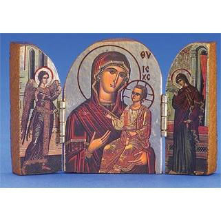 Amolintos (Mary) Printed Gold Foil Triptych 3 x 2 inch