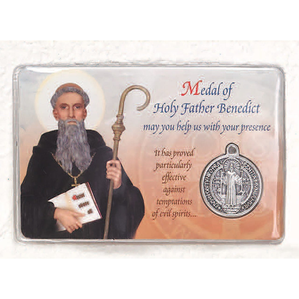 St Benedict Prayer Card with Medal - Pack of 25